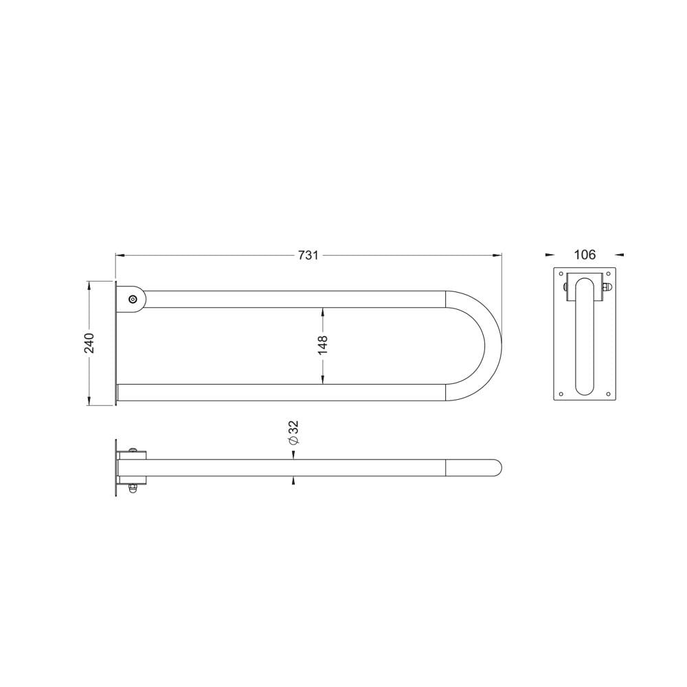Maxiflow Mafsallı - Hareketli Standart Tutunma Barı Ø32 Beyaz 28808 küçük görsel
