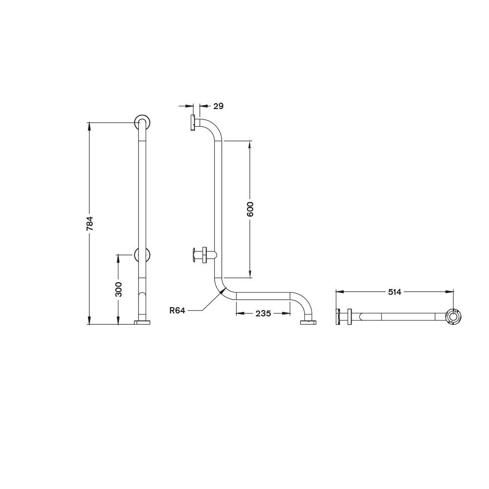 Maxiflow Açılı Tutunma Barı Köşe Ø32 Ss304 13583 küçük görsel
