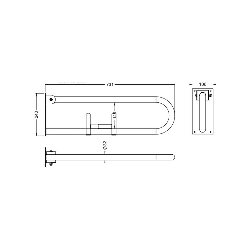 Maxiflow Mafsallı - Hareketli Wc Kağıtlıklı Tutunma Barı Beyaz Ø32 28810 küçük görsel