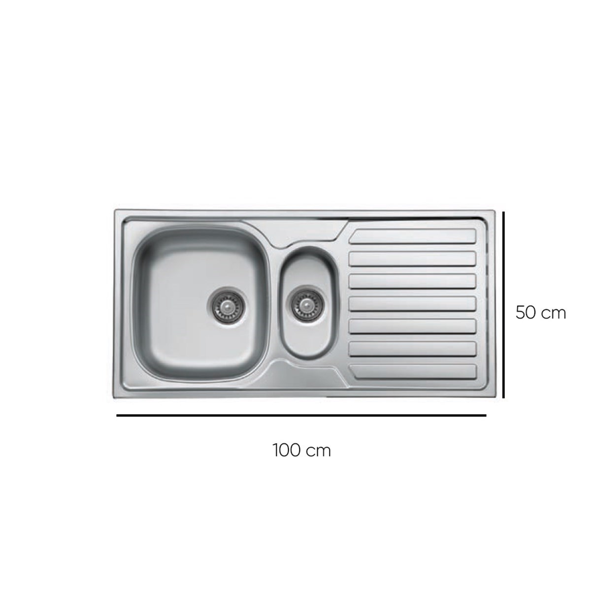 Krom Eviye Klasik 50x100cm 1.5 Göz Sağ (sifon Dahil) Ec-336 küçük görsel