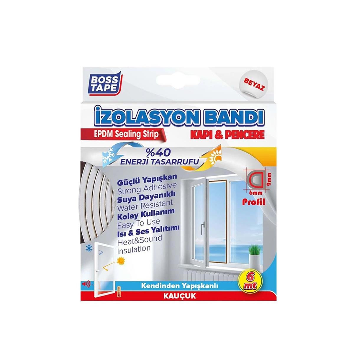 Boss Tape Kapı ve Pencere Epdm D Profil İzolasyon Bandı Beyaz 6 Metre küçük görsel