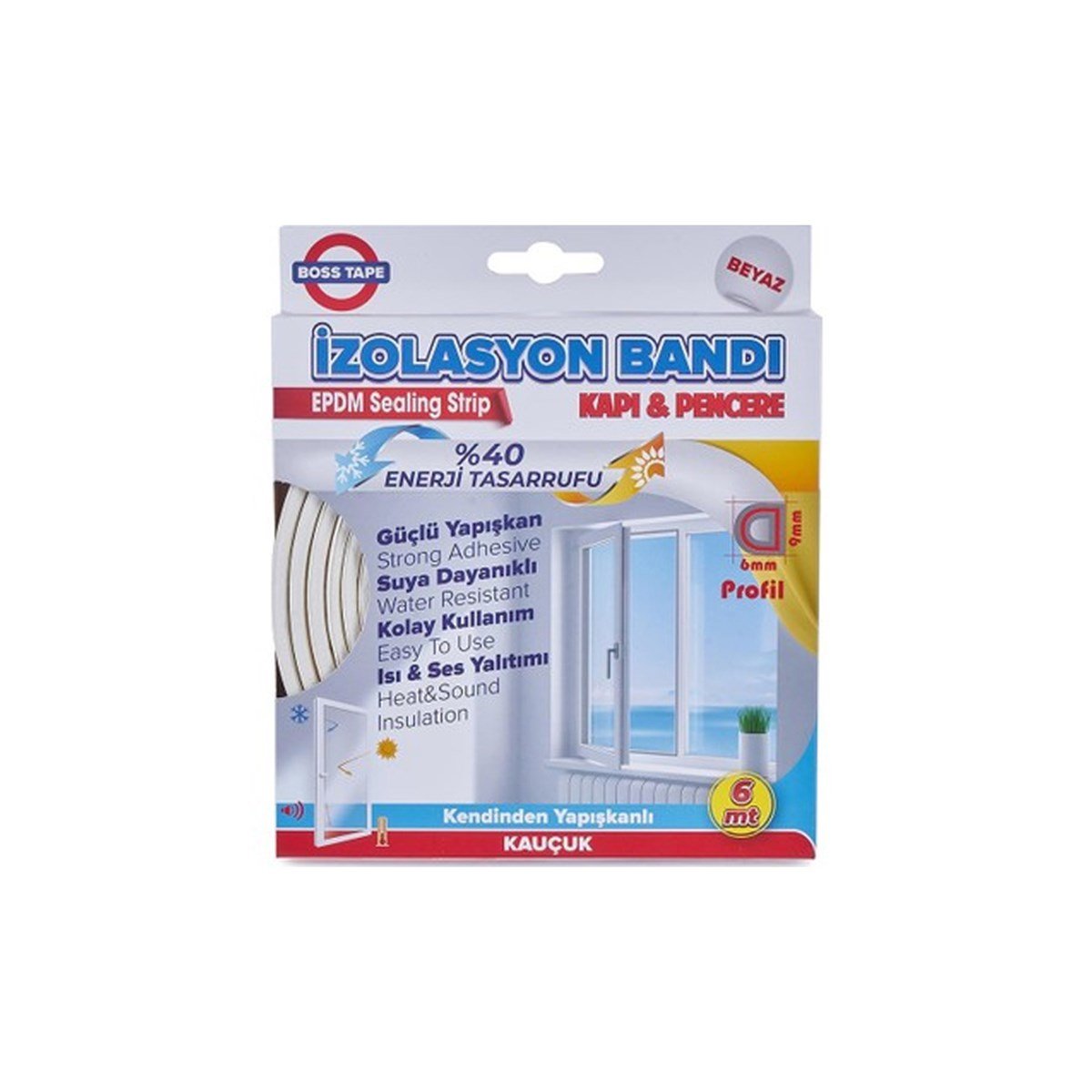 Boss Tape Kapı ve Pencere Epdm D Profil İzolasyon Bandı Beyaz 6 Metre küçük görsel