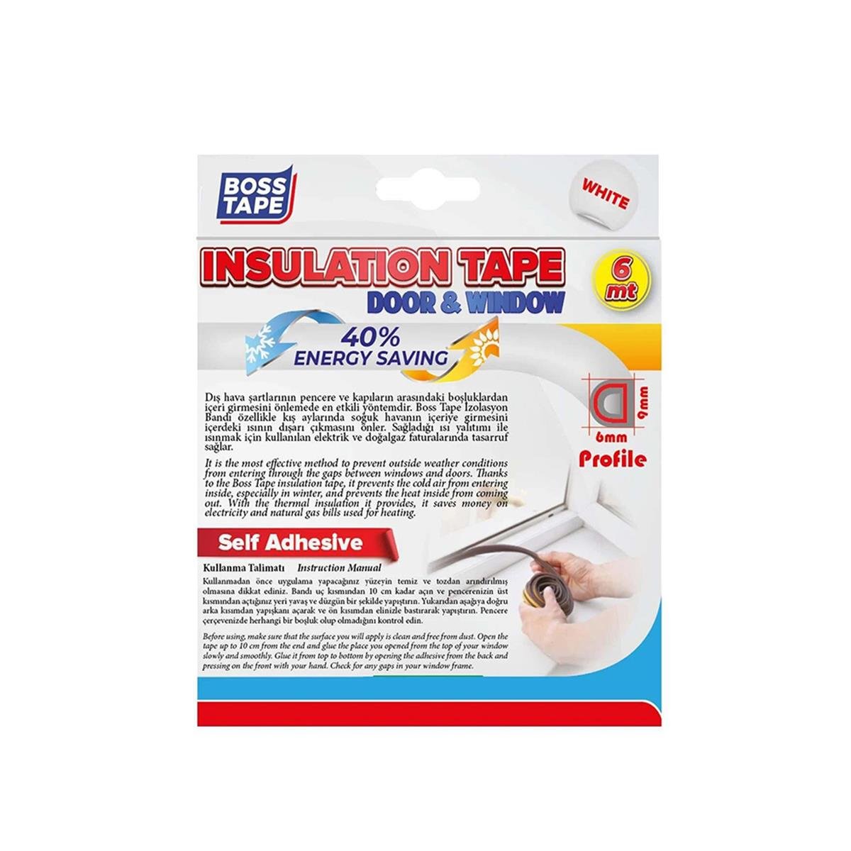 Boss Tape Kapı ve Pencere Epdm D Profil İzolasyon Bandı Beyaz 6 Metre küçük görsel