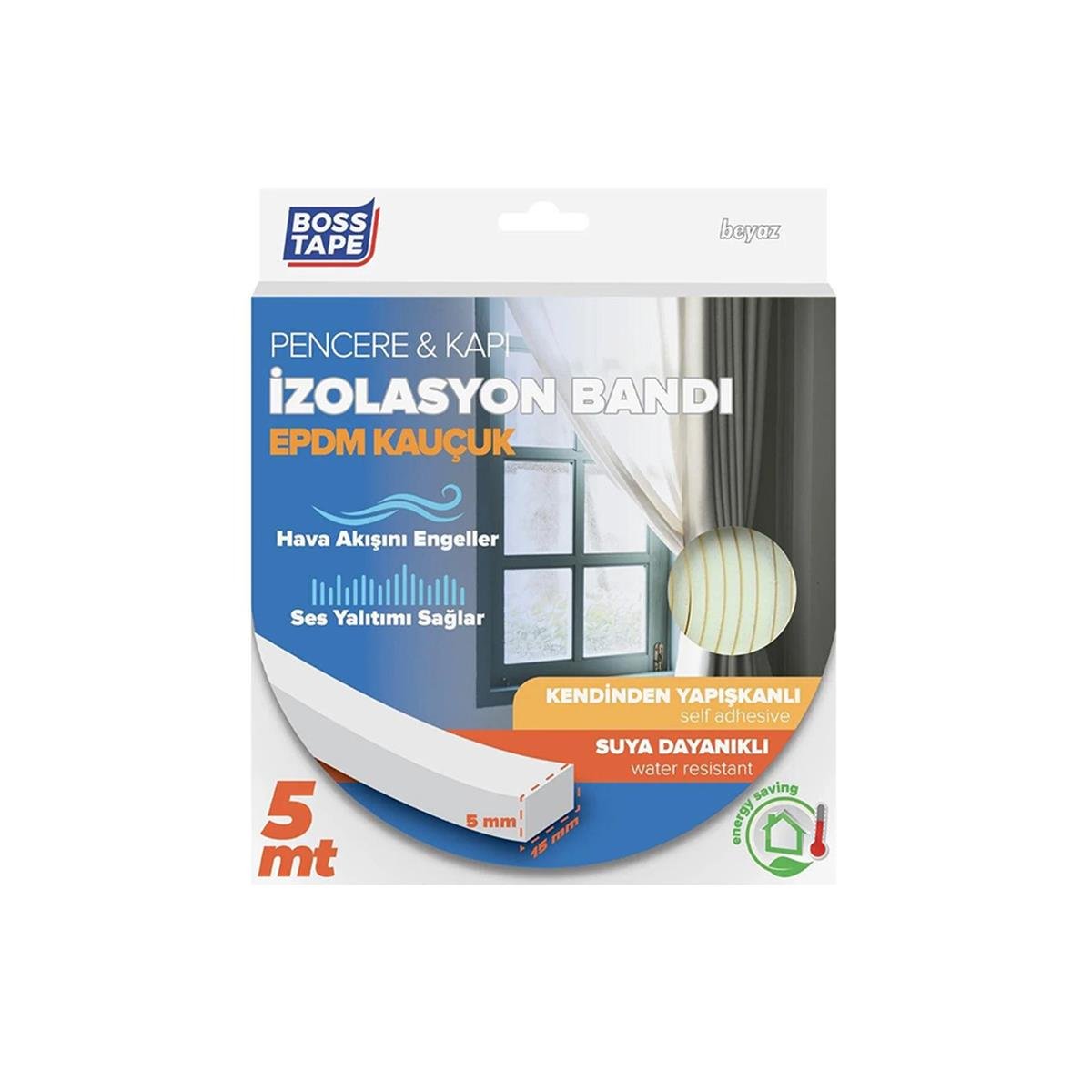 Boss Tape Kapı ve Pencere Epdm İzolasyon Bandı Siyah 15mmx5mt küçük görsel