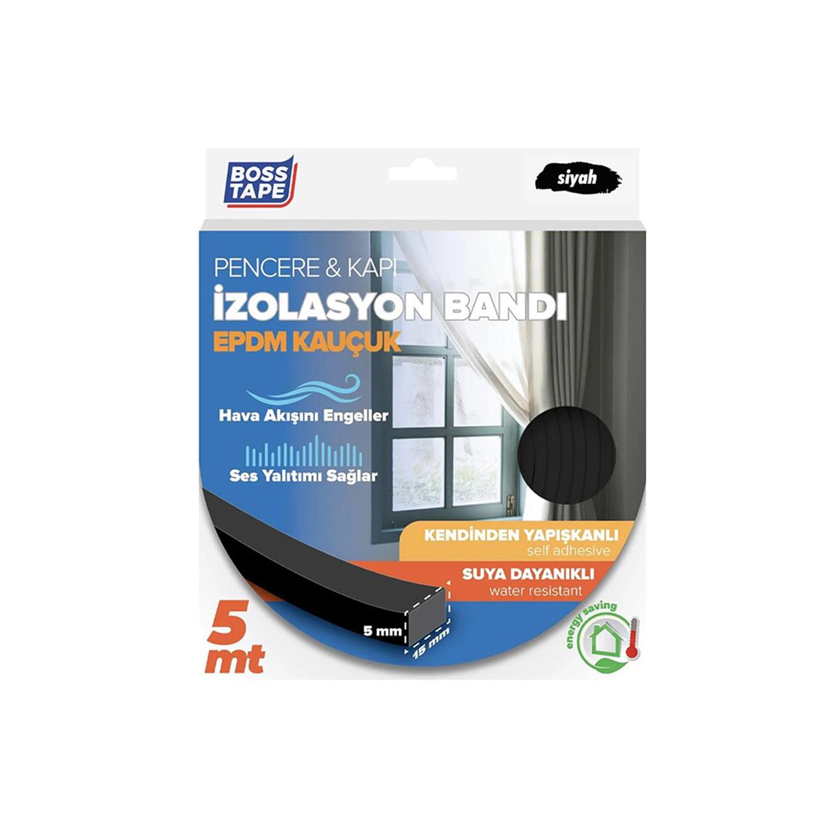Boss Tape Kapı ve Pencere Epdm İzolasyon Bandı Siyah 15mmx5mt küçük görsel