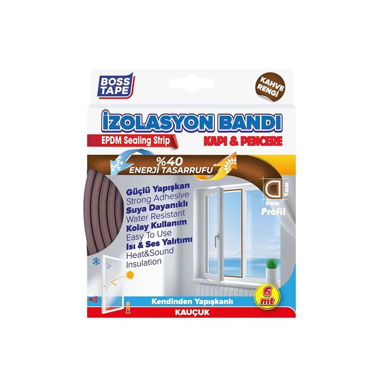 Boss Tape Kapı ve Pencere İzolasyon Bandı - Fitili 6 Metre Kahve küçük görsel