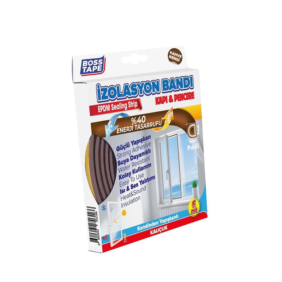 Boss Tape Kapı ve Pencere İzolasyon Bandı - Fitili 6 Metre Kahve küçük görsel