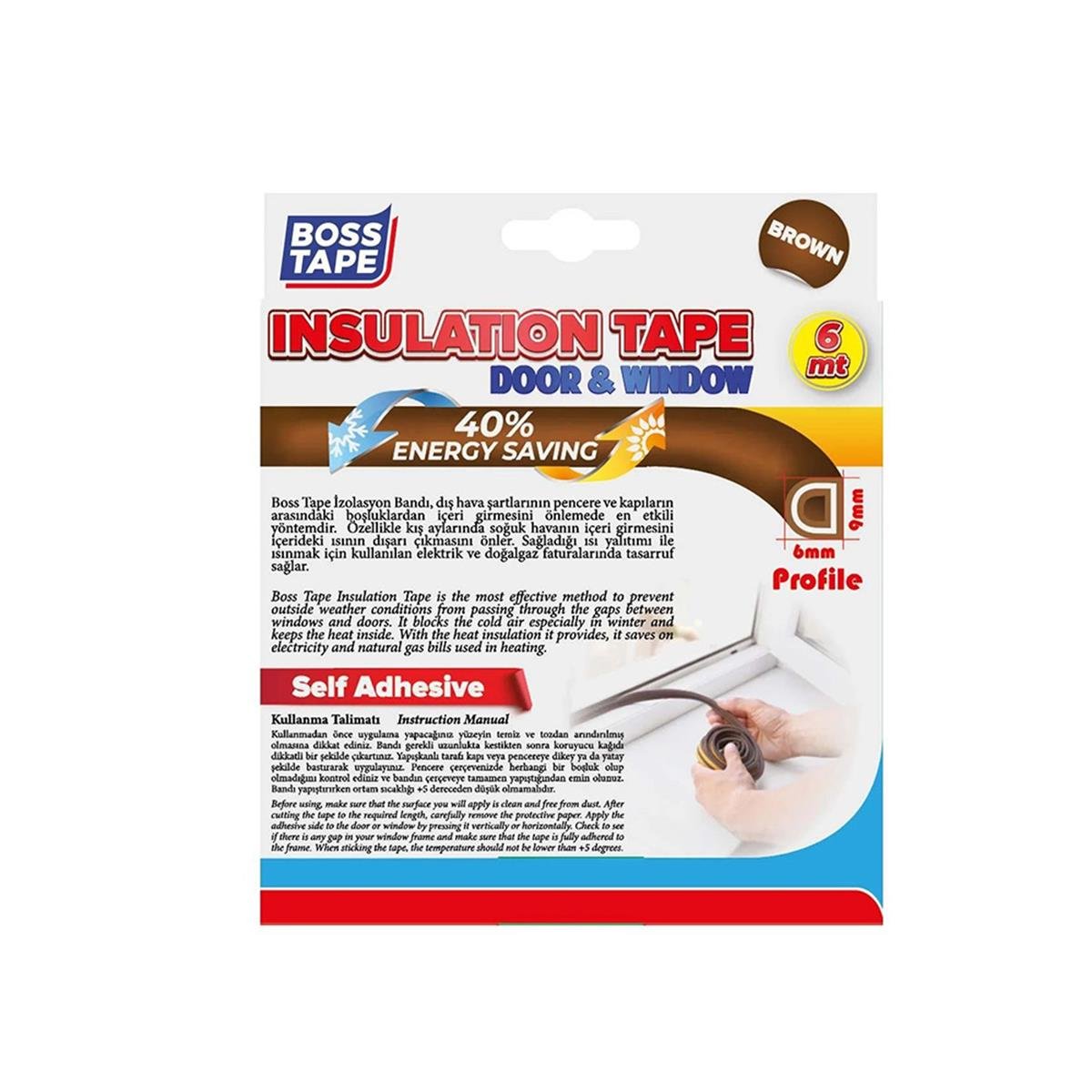 Boss Tape Kapı ve Pencere İzolasyon Bandı - Fitili 6 Metre Kahve küçük görsel