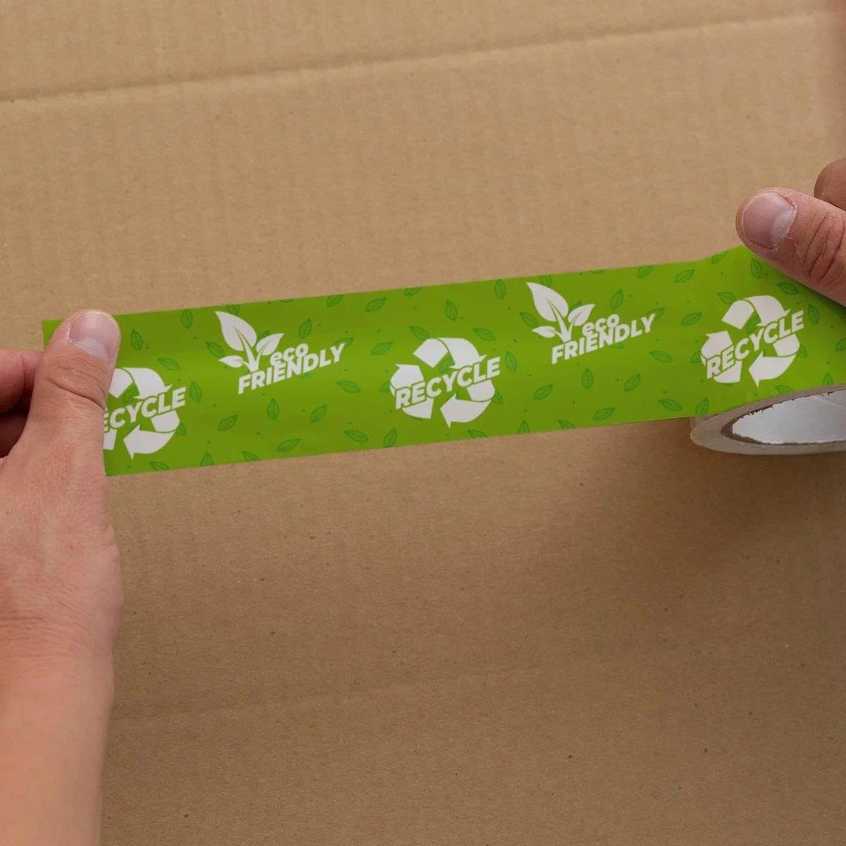 Boss Tape Baskılı Koli Bandı 50mmx66mt Geri Dönüşüm-recycle Uyarılı küçük görsel