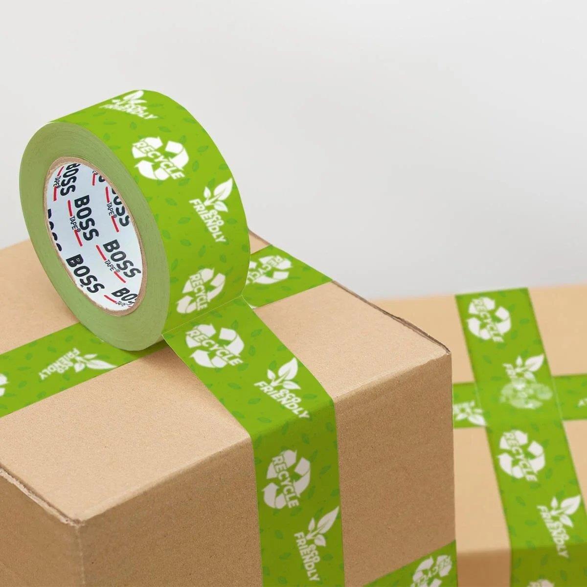 Boss Tape Baskılı Koli Bandı 50mmx66mt Geri Dönüşüm-recycle Uyarılı küçük görsel