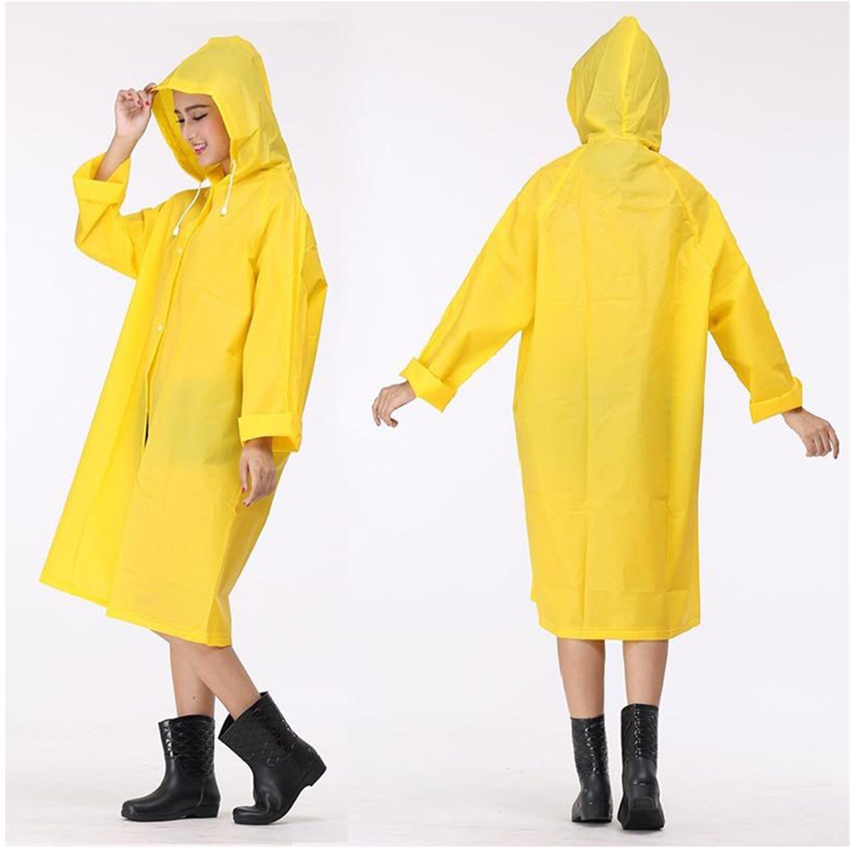 Pvc Eva Yağmurluk Pardesü Sarı 0.13MM (Unisex) küçük görsel