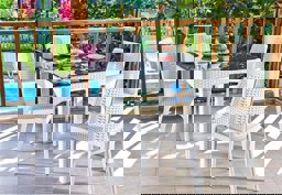 Brezza Rattan Camlı Bahçe Masa Takımı 90x150cm 6 Kişilik - Antrasit görseli