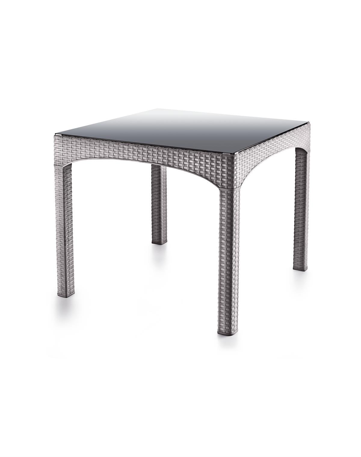 Brezza Rattan Camlı Bahçe Masa Takımı 90x150cm 6 Kişilik - Antrasit küçük görsel