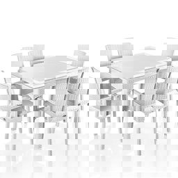 Brezza Rattan Camlı Bahçe Masa Takımı 90x150cm 6 Kişilik - Antrasit küçük görsel