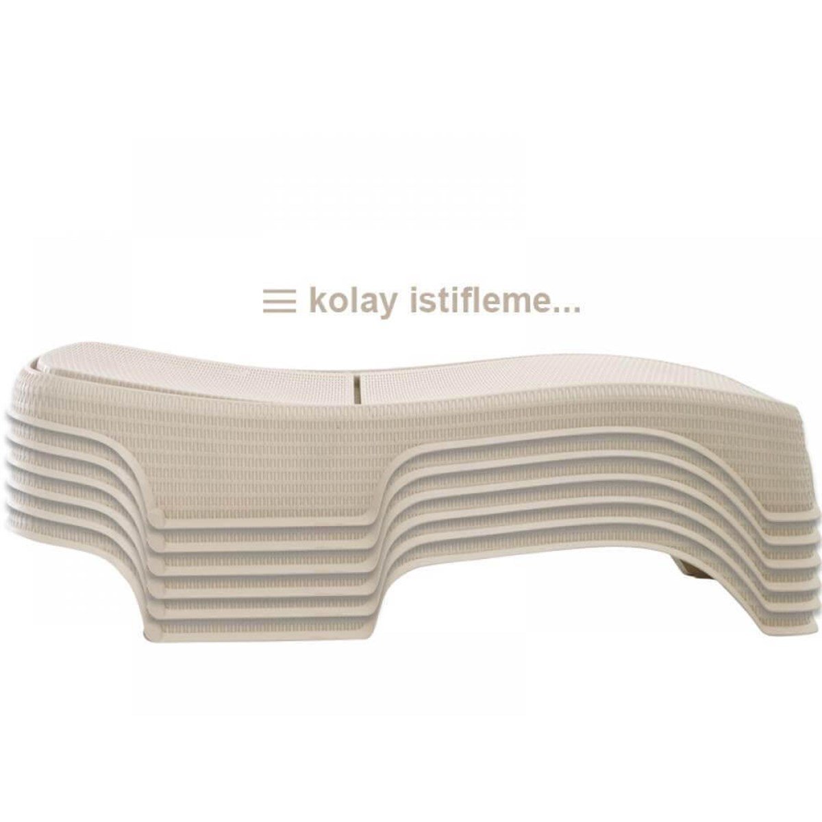 Brezza 2536 Royal Rattan Şezlong Beyaz küçük görsel