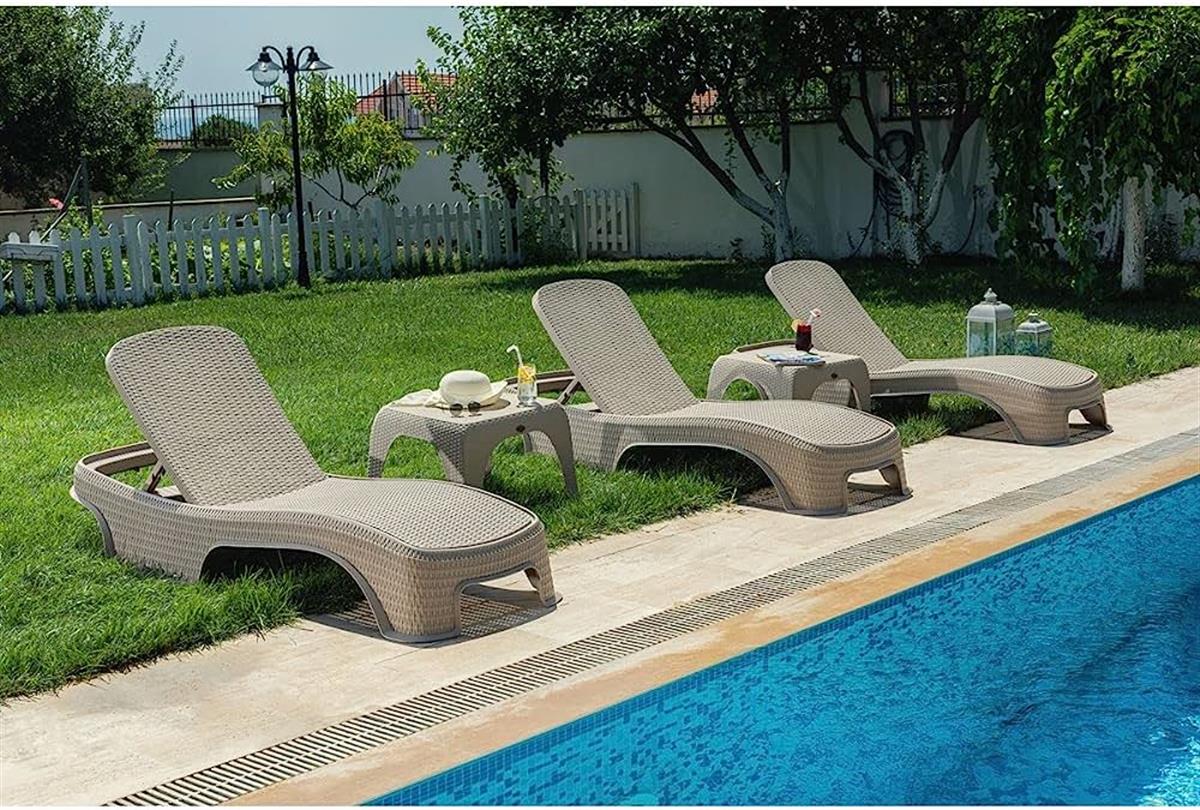 Brezza 2536 Royal Rattan Şezlong Beyaz küçük görsel