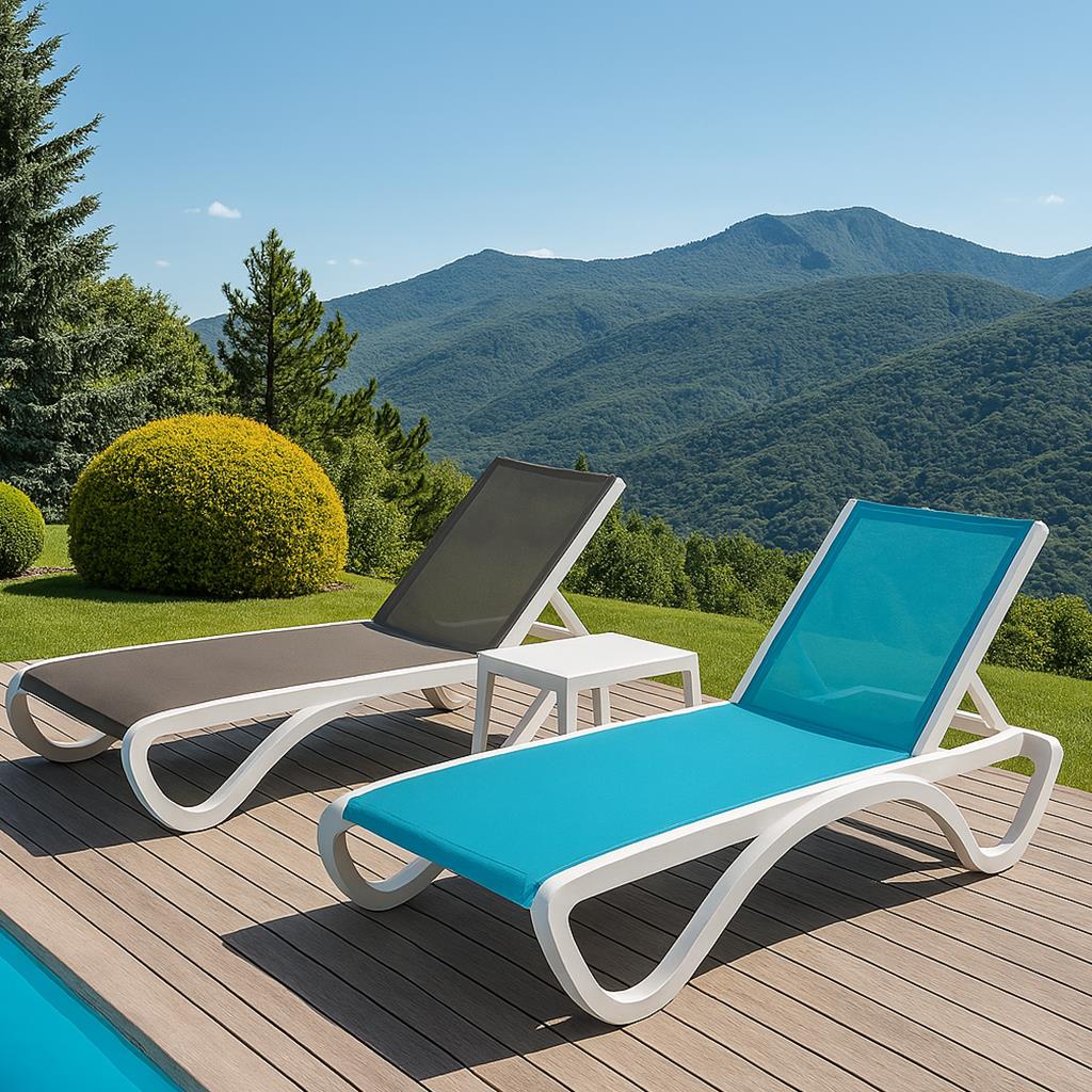 Brezza 2534 Royal Fileli Şezlong Beyaz/Mavi küçük görsel