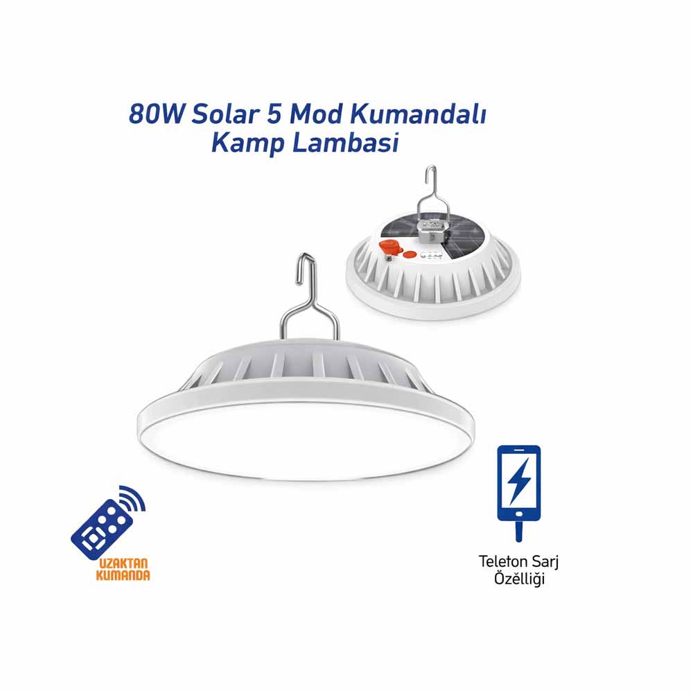 Forlife Solar Kumandalı Kamp Lambası 80W Fl-3211 küçük görsel
