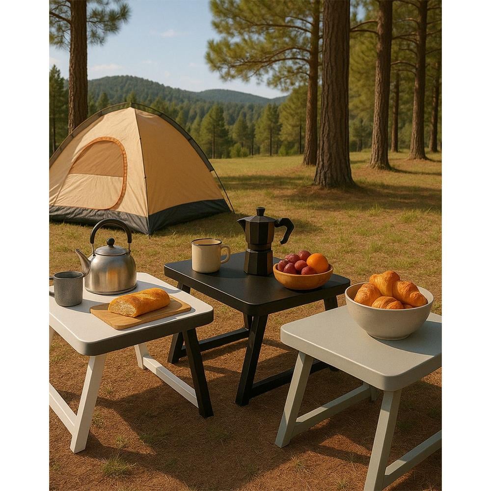 Portatif Katlanabilir Sehpa Kamp Masası Siyah küçük görsel