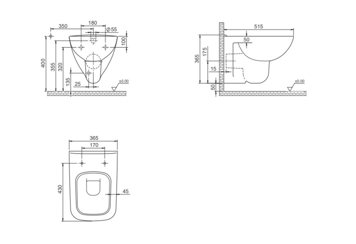 Turkuaz Cerastyle Duru Engelli Asma Klozet + Yavaş Kapanır Pp Kapak Set003032 küçük görsel