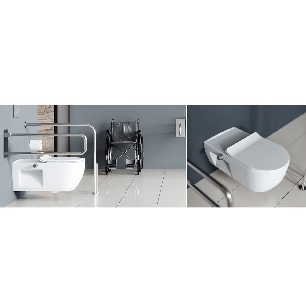 Turkuaz Cerastyle City Rimless Engelli Asma Klozet + Bella Slim Yavaş Kapanan UF Kapak SET002070 küçük görsel