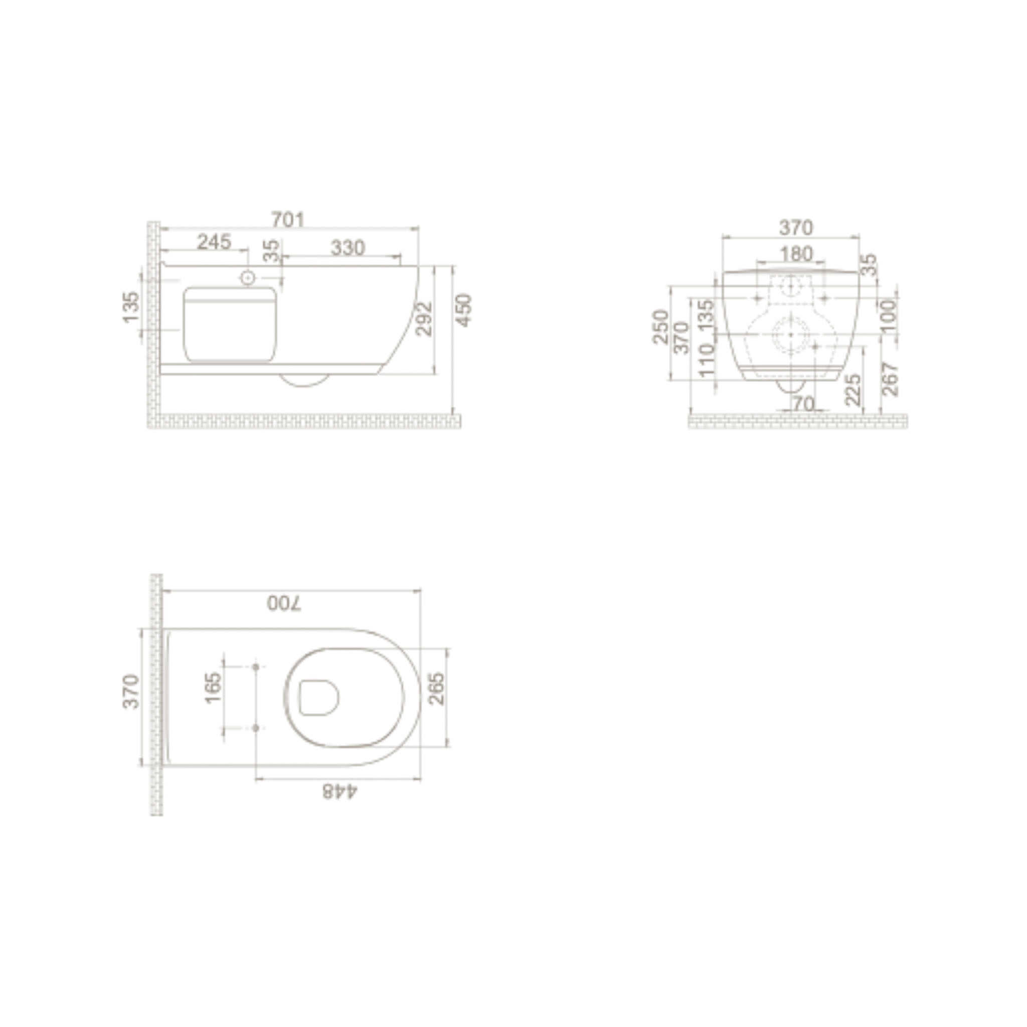 Turkuaz Cerastyle City Rimless Ara Musluklu Engelli Asma Klozet + Yavaş Kapanan Uf Kapak Set002072 (Soğuk Su) küçük görsel