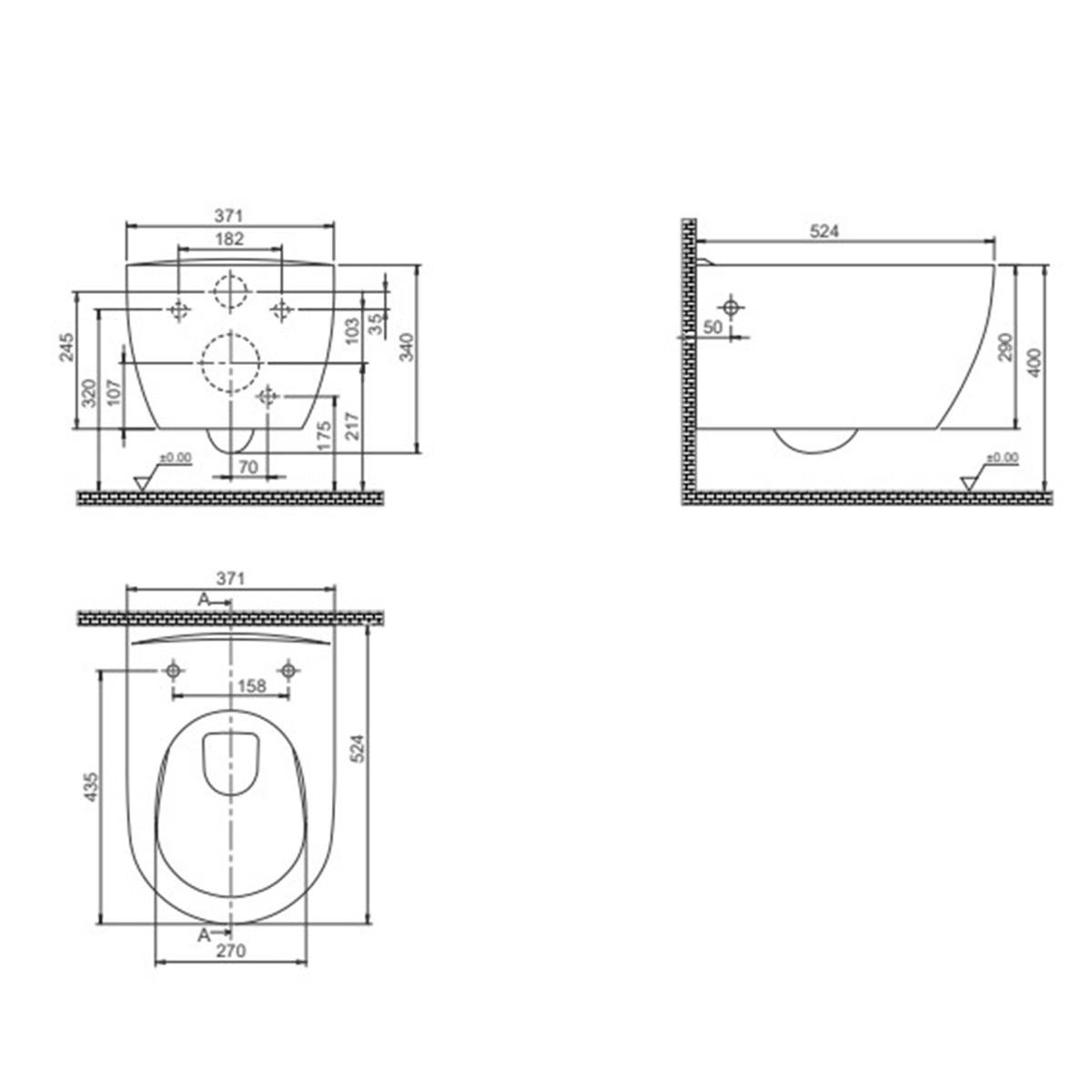 Turkuaz Cerastyle City Rimless Ara Musluklu Engelli Asma Klozet + Yavaş Kapanan Uf Kapak Set002072 (Soğuk Su) küçük görsel
