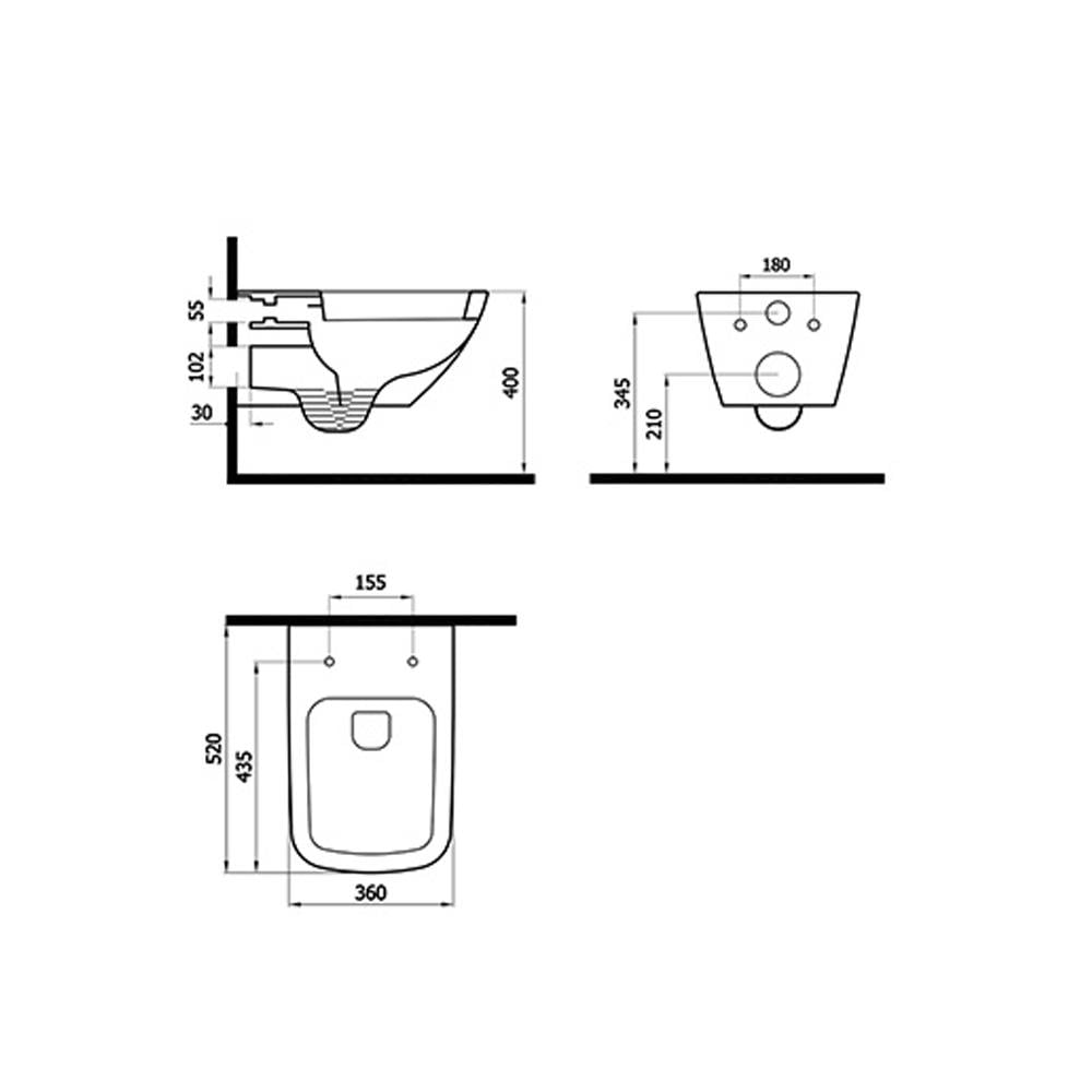 Newarc Life Rimless Asma Klozet Mat Siyah 5826Mb + Life Duroplast Mat Siyah 7600Mb küçük görsel