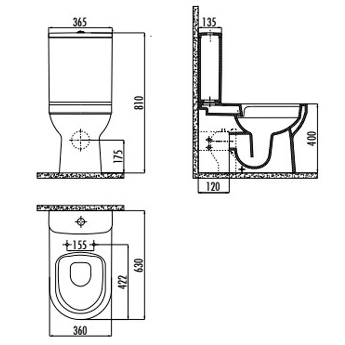 Creavit Mare Rim-Off Kanalsız Duvara Dayalı Klozet Seti küçük görsel
