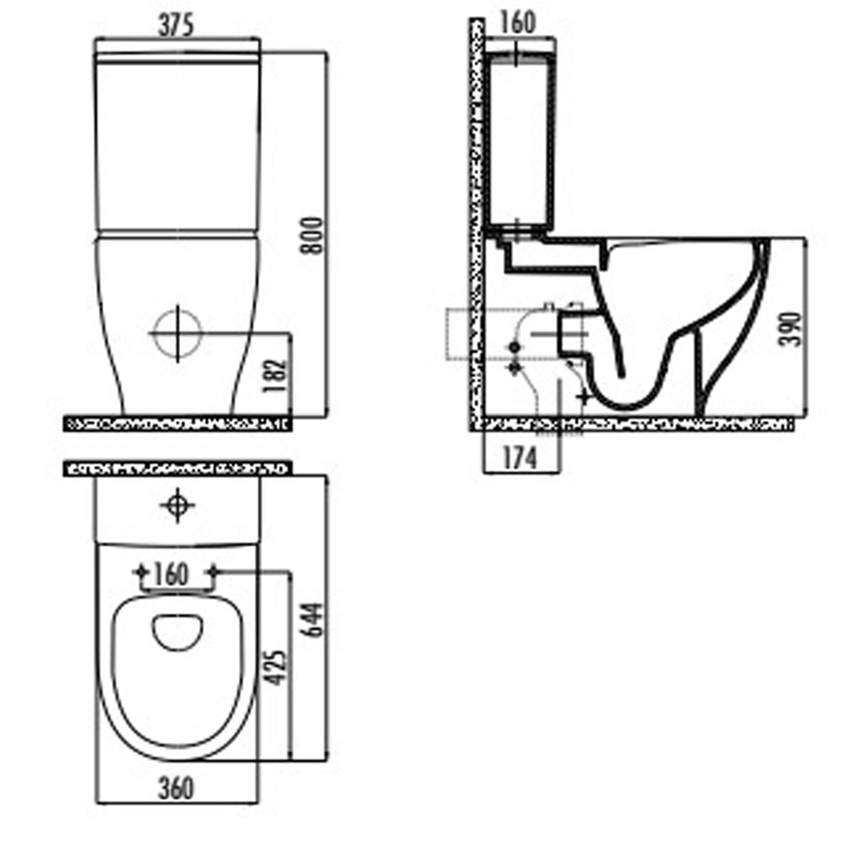 Creavit Mare Rim-Off Kanalsız Duvara Dayalı Klozet Seti küçük görsel