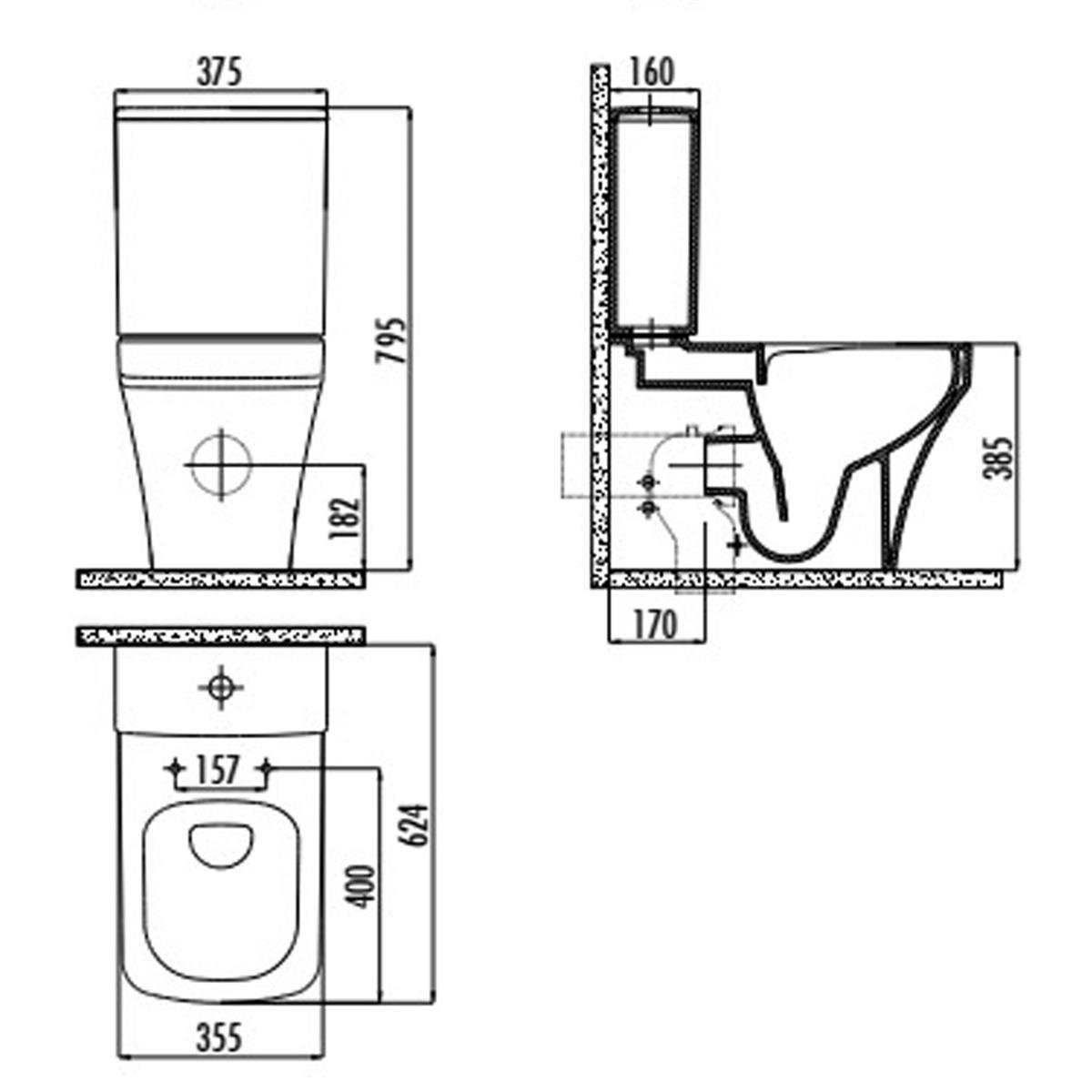 Creavit Mare Rim-Off Kanalsız Duvara Dayalı Klozet Seti küçük görsel