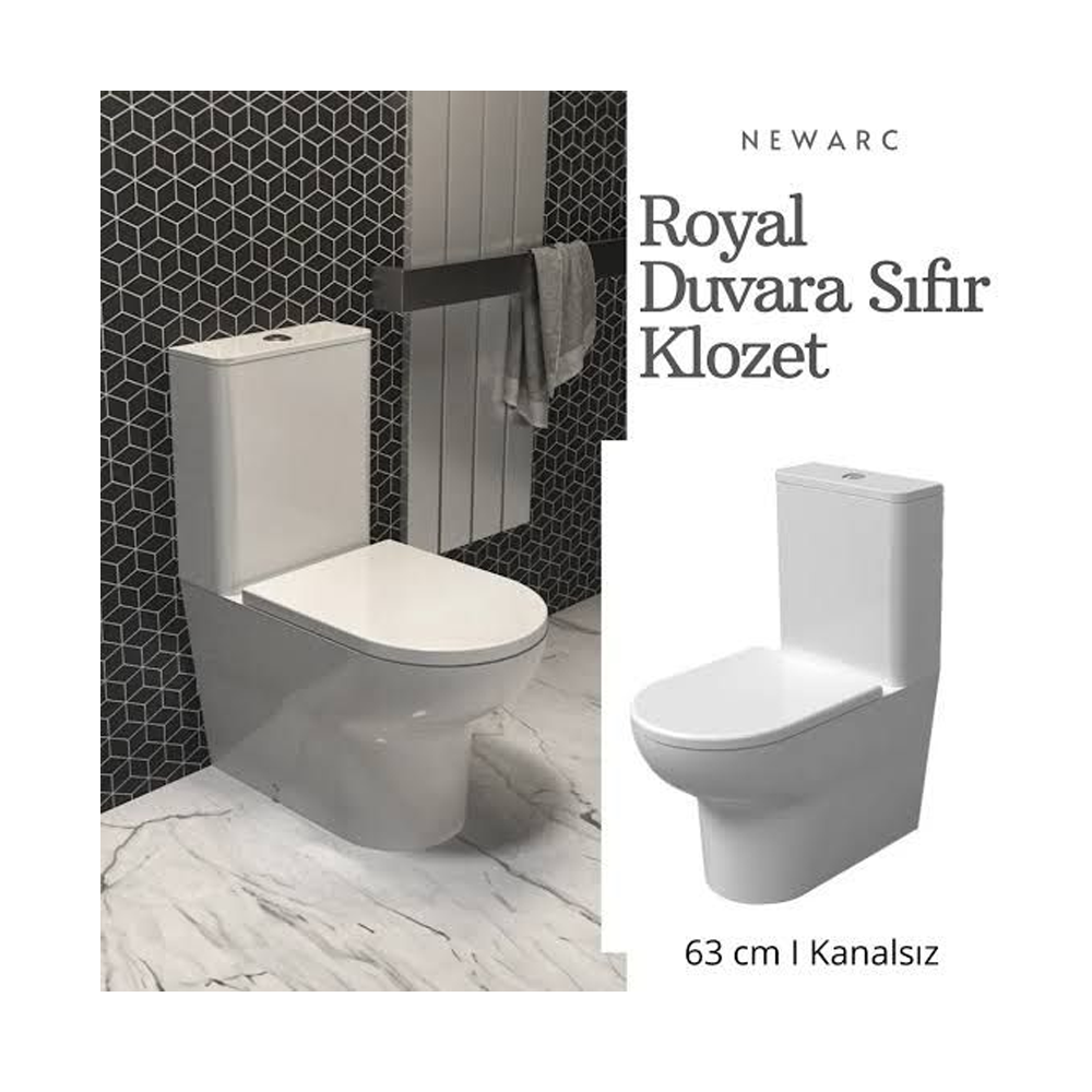 Newarc Royal Duvara Sıfır Klozet Takımı 6822 Roy.K.022 küçük görsel