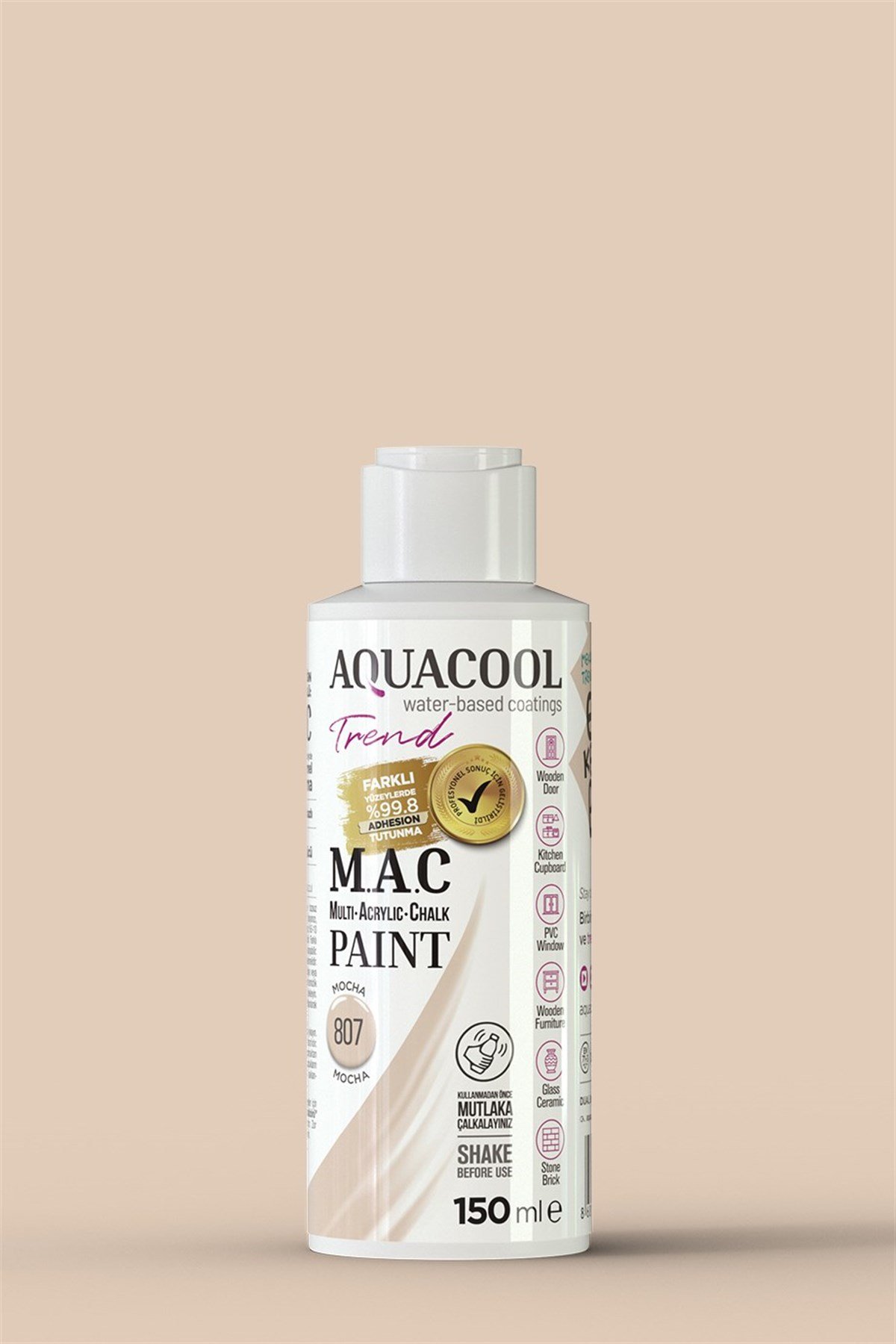 Aquacool Trend M.A.C Su Bazlı Akrilik Hobi Boyası 807 Mocha 150 Ml küçük görsel