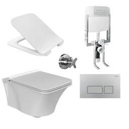 Turkuaz Cerastlye İbiza Rimless Asma Klozet + Yavaş Kapanan Kapak Ve Gömme Rezervuar Seti görseli