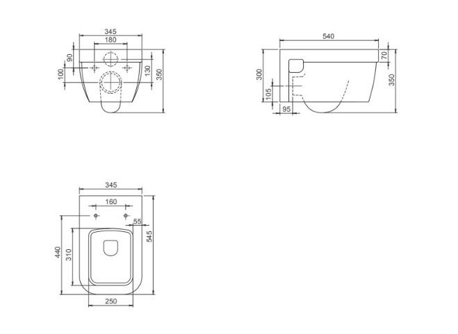 Turkuaz Cerastyle Noura Rimless Kanalsız Asma Klozet + Slim Yavaş Kapanan Uf Kapak Set004084 küçük görsel
