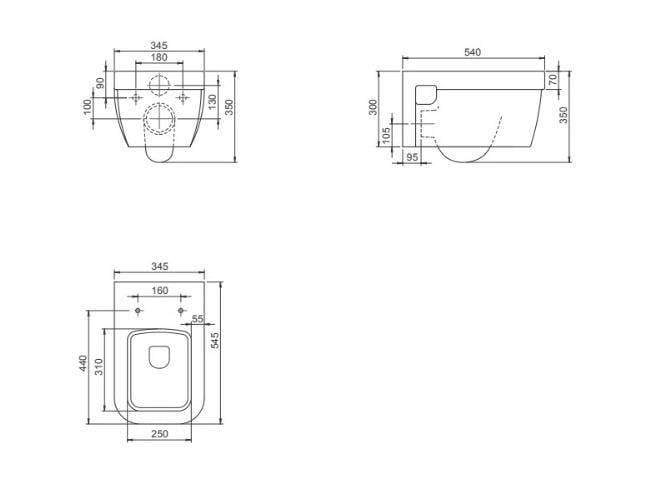 Turkuaz Cerastyle Noura Rimless Kanalsız Asma Klozet + Slim Yavaş Kapanan Uf Kapak Set004084 küçük görsel
