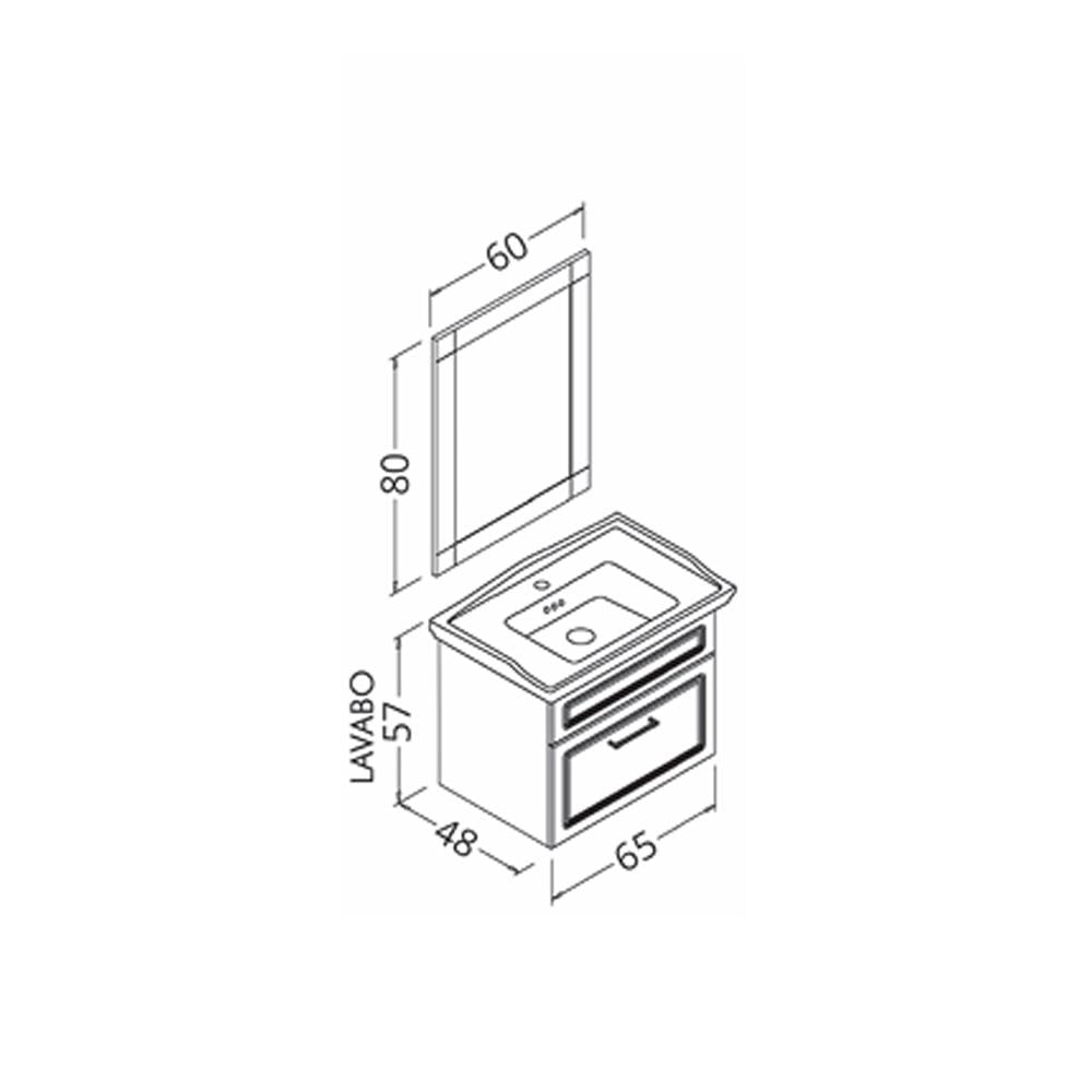 Aquanil Monaco 65 Cm Banyo Dolabı - Beyaz küçük görsel