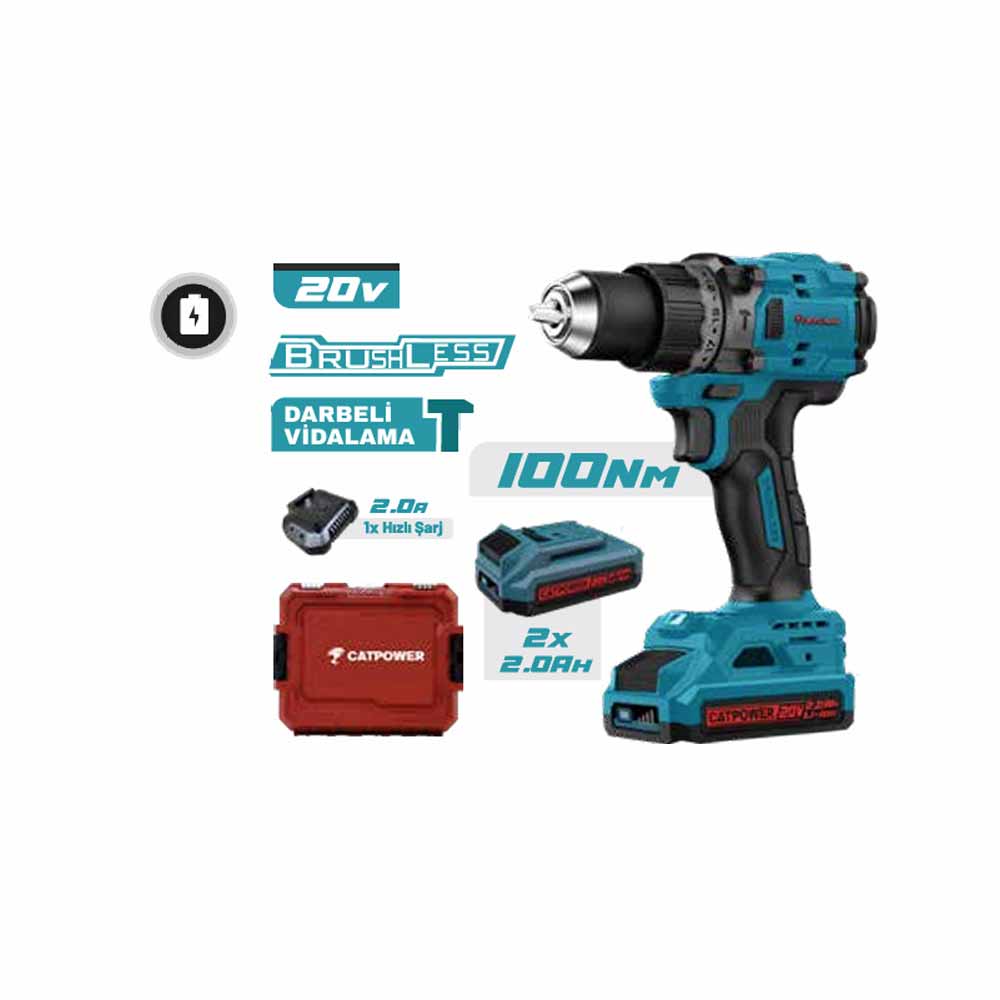 Catpower 4213 Set Akülü Darbeli Vidalama Kömürsüz 20V 2X2.0Ah küçük görsel