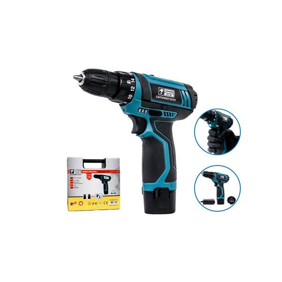 Catpower E5101 Li-ion 12v Çift Akülü Matkap Vidalama küçük görsel