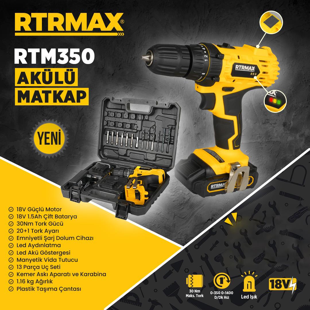 Rtrmax RTM350 Çift Akülü Matkap Vidalama 18V 2x1.5AH küçük görsel