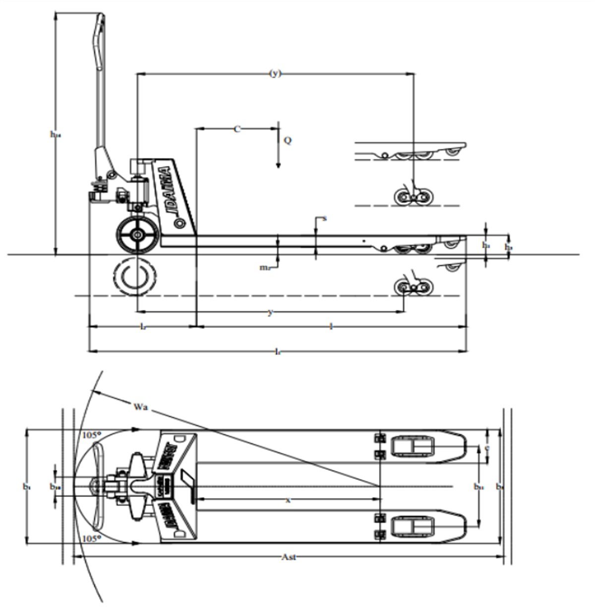 Daima DPT25 2.5 Ton Döküm Pompa Transpalet küçük görsel