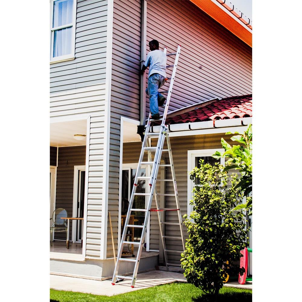 Akrobat A Tipi Çift Sürgülü Alüminyum Merdiven 2X350 Cm küçük görsel