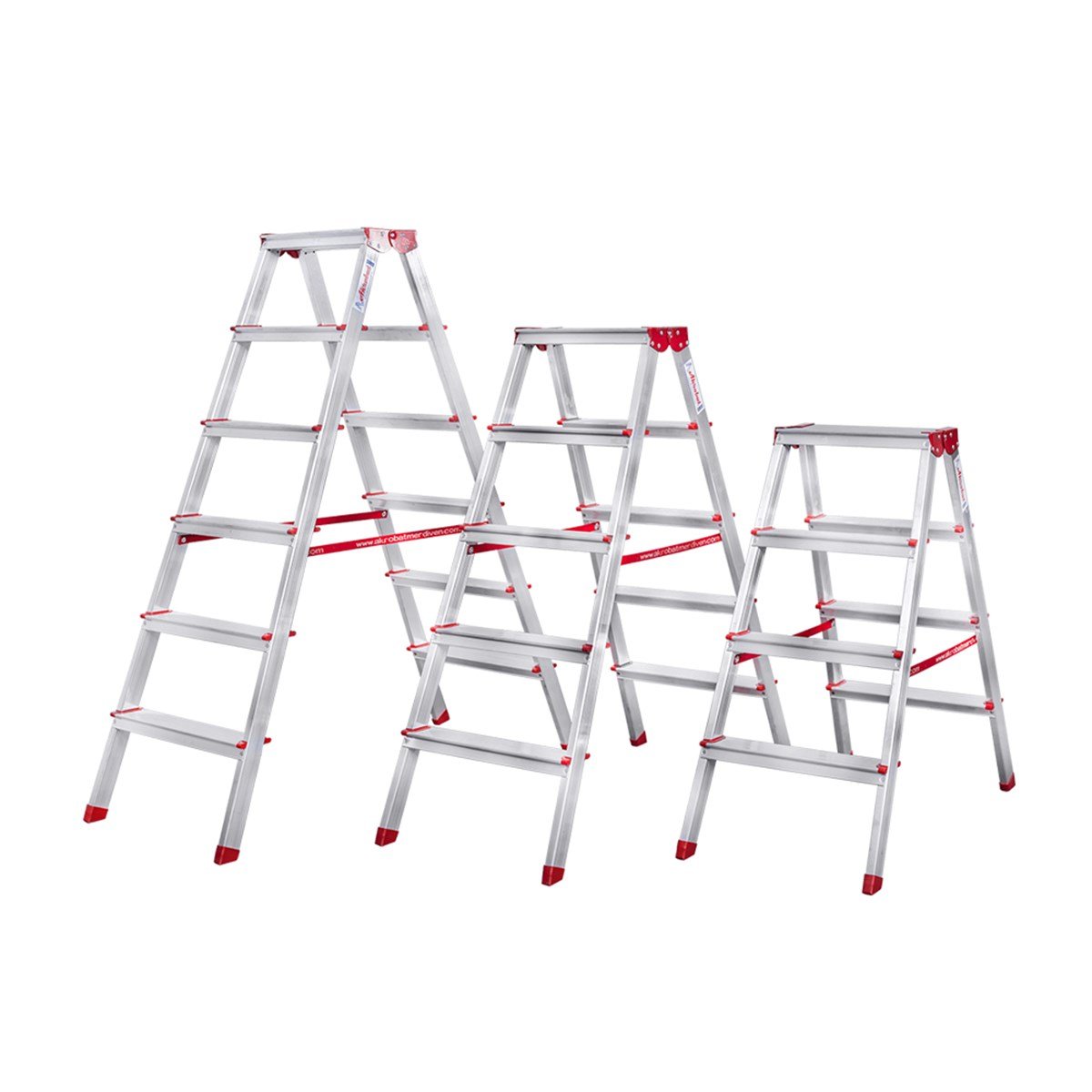 Akrobat 7+7 Çift Çıkışlı Alüminyum Merdiven küçük görsel