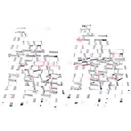 Akrobat 7+7 Çift Çıkışlı Alüminyum Merdiven küçük görsel