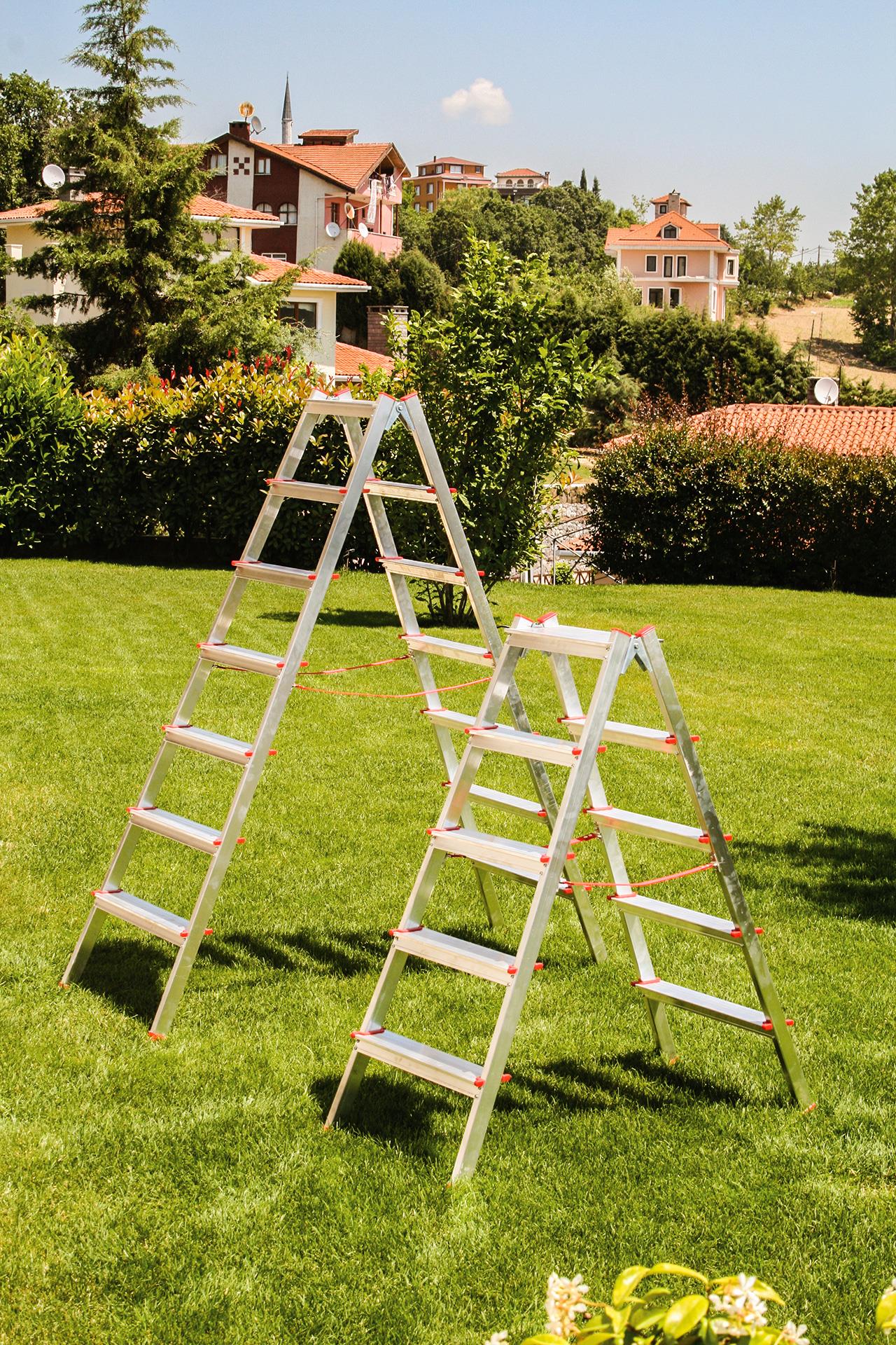 Akrobat 7+7 Çift Çıkışlı Alüminyum Merdiven küçük görsel