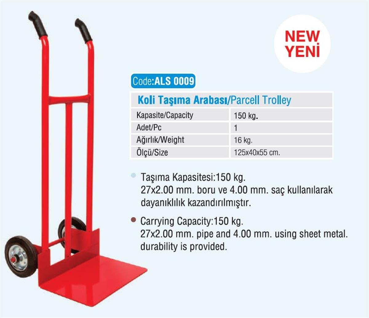 Als Koli Taşıma Arabası 150 Kg Als-0009 küçük görsel