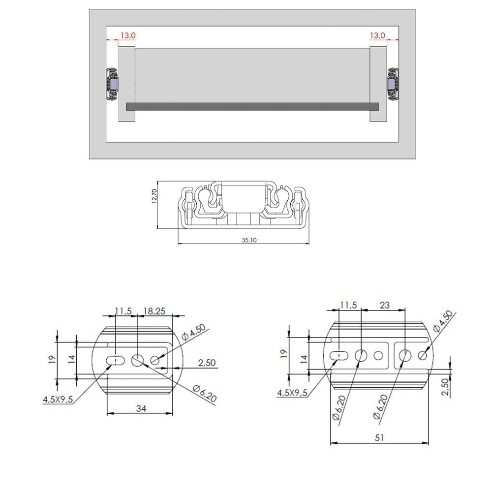 Canex Teleskopik Bilyalı Ray 35mm x 50cm küçük görsel