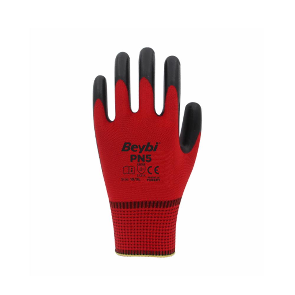 Beybi PN5 Kırmızı-Siyah Nitril İş Eldiveni 10'' küçük görsel