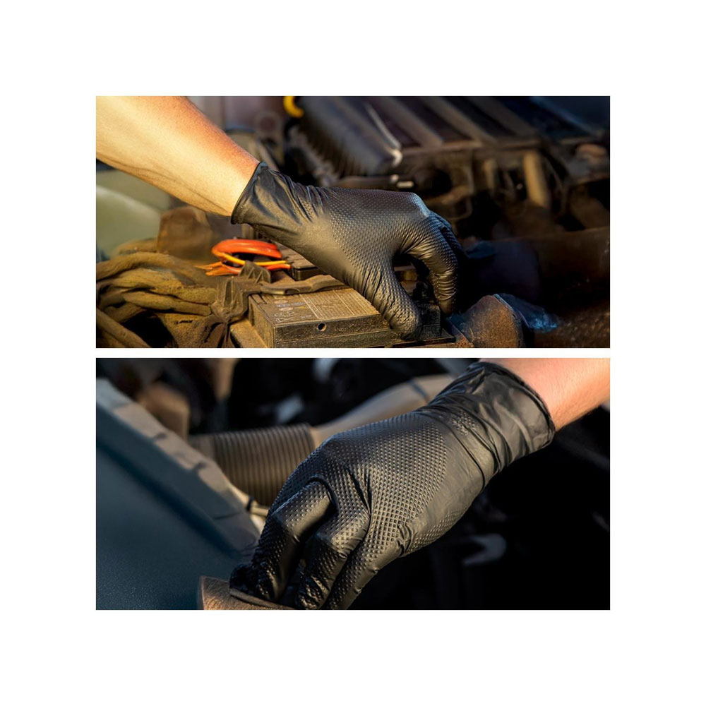 Reindeer 4494 Nitril Eldiven Siyah Kalın Dokulu M Beden 50'Li küçük görsel