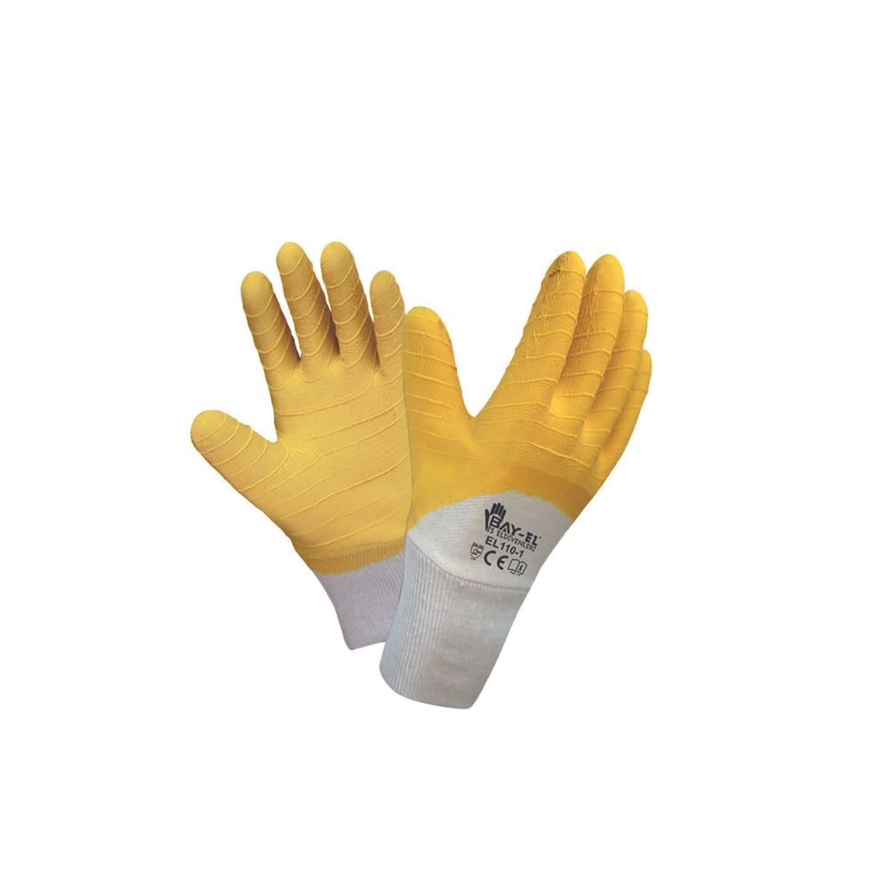 Bay-Tec Sarı Dalgalı Nitril İş Eldiveni 10'' El260 küçük görsel